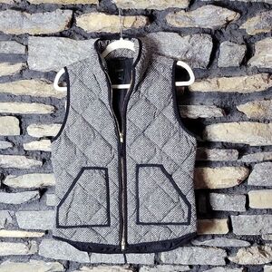 Women's J Crew Stylish Herringbone Vest with Black Trim Size XS